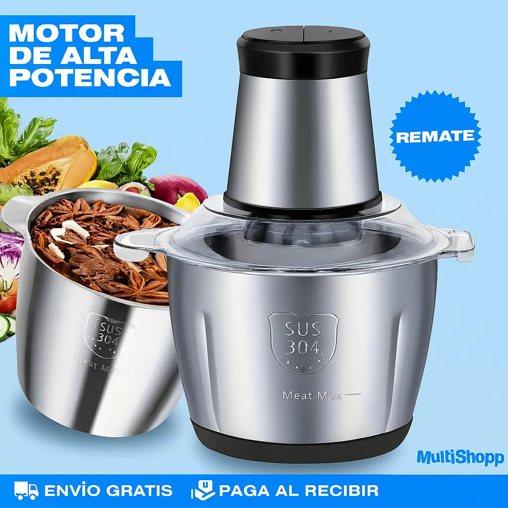 Picadora Eléctrica de Alimentos 2L + Pelador de Ajos (Incluido)