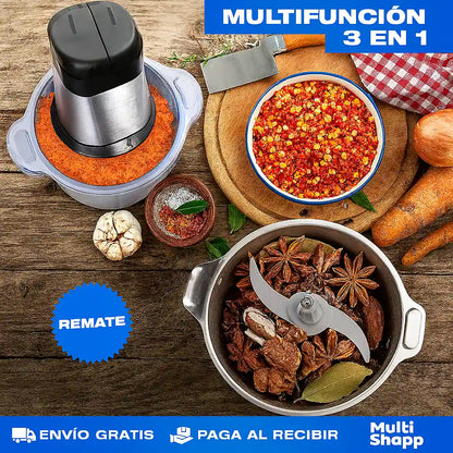 Picadora Eléctrica de Alimentos 2L + Pelador de Ajos (Incluido)
